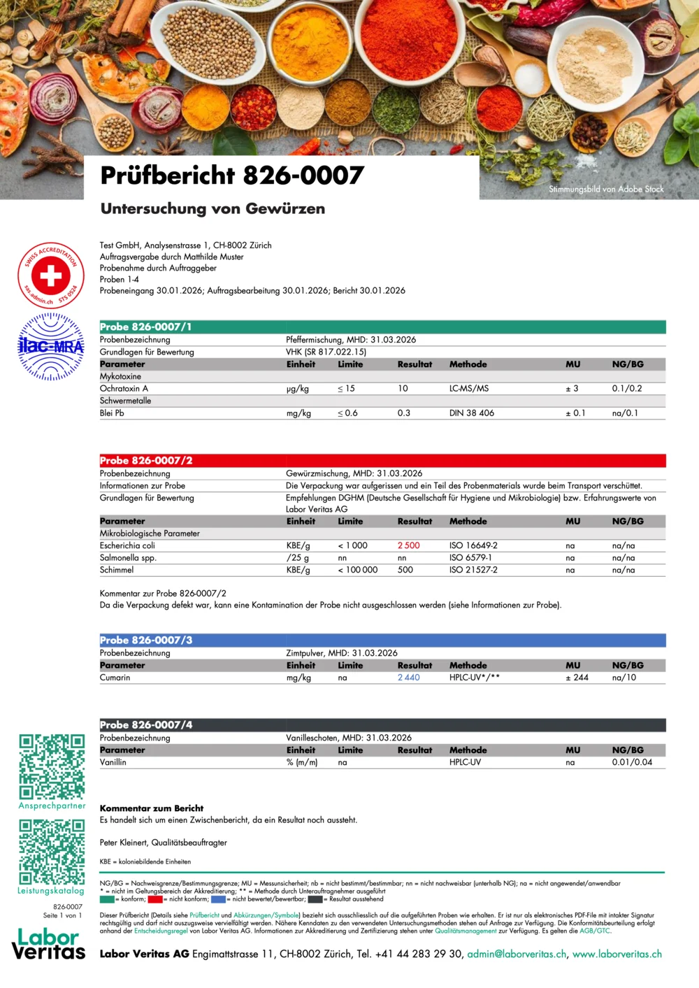 unverfälschter Prüfbericht